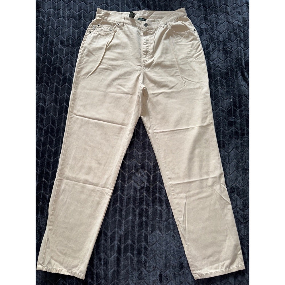 Lauren‎ Ralph Lauren Women's Beige Solid Chino Pants Stretch Pockets Sz 14 W